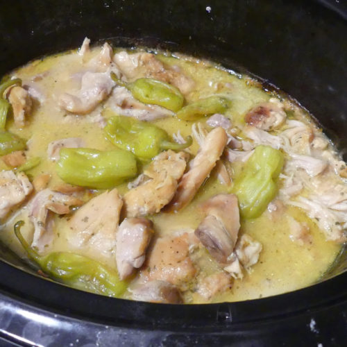 Spicy Mississippi Chicken Thighs in the slow cooker