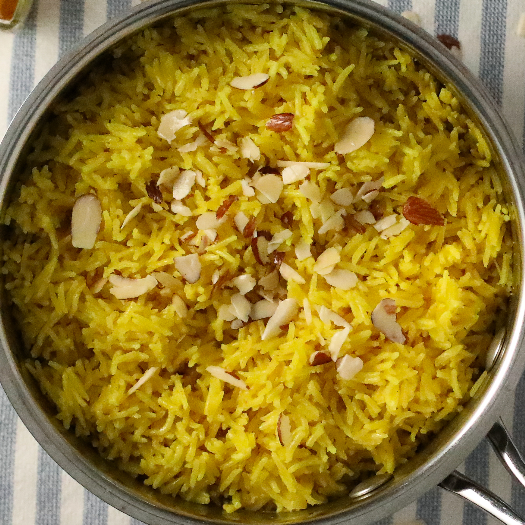 Tumeric Rice Buffet Presentation Easy One Pot Turmeric Coconut Rice with Toasted Almonds