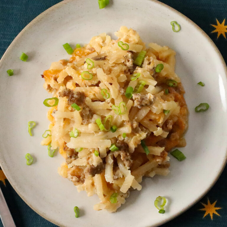 Easy, Cheesy Crockpot Hashbrown Casserole With Sausage