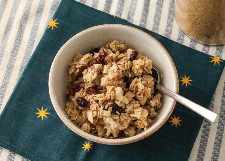 Easy Oatmeal with Dried Cranberries and Almonds