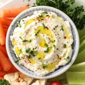 whipped feta with olive oil and parsley